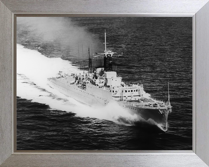 HMS Rapid (F138) Photo Print - At Sea 1971 - Royal Navy Type 15 Frigate Hampshire Prints 10 x 8 Silver Frame No
