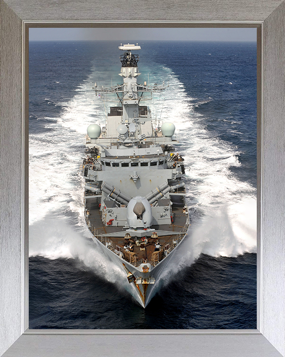 HMS Portland (F79) Photo Print - Bow View 2008 - Royal Navy Type 23 Frigate Hampshire Prints 10 x 8 Silver Frame No