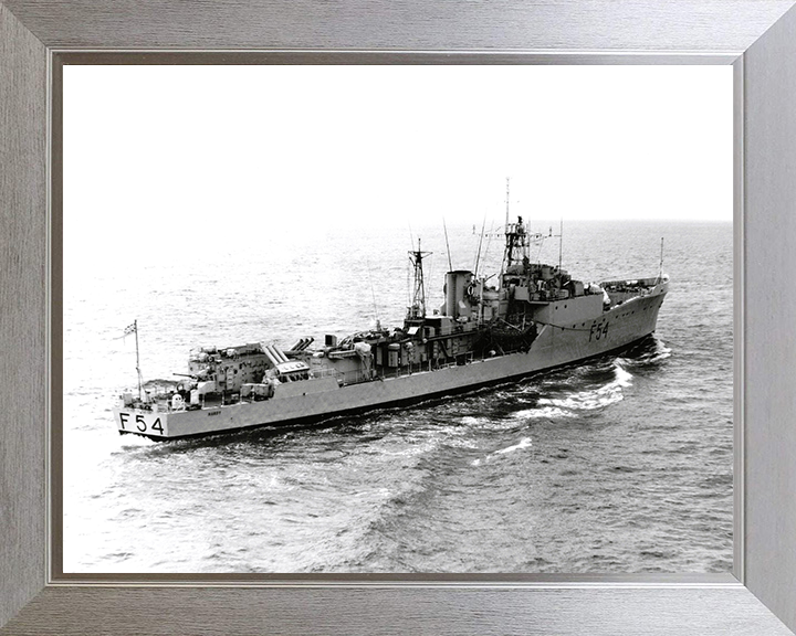 HMS Hardy (F54) Photo Print - Underway 1956 - Royal Navy Blackwood Class Frigate Posters, Prints, & Visual Artwork Hampshire Prints 10 x 8 Silver Frame No