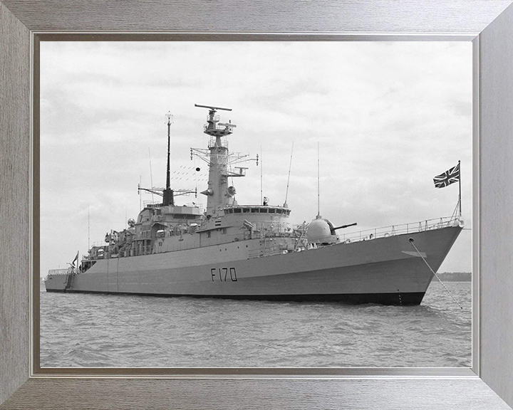 HMS Antelope (F170) Royal Navy Type 21 Frigate At Anchor Photo Print Wall Art Decor Posters, Prints, & Visual Artwork Hampshire Prints 10 x 8 Silver Frame No