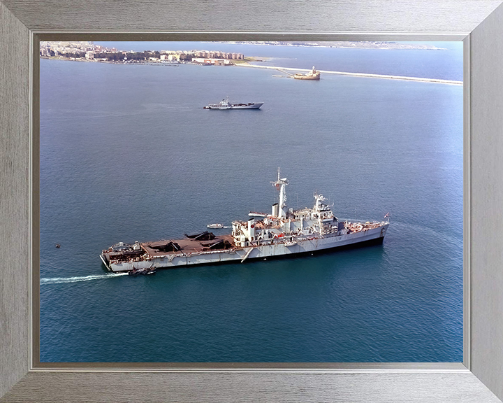 HMS Intrepid (L11) Photo Print - Starboard View - Royal Navy Fearless Class Amphibious Ship Hampshire Prints 10 x 8 Silver Frame No