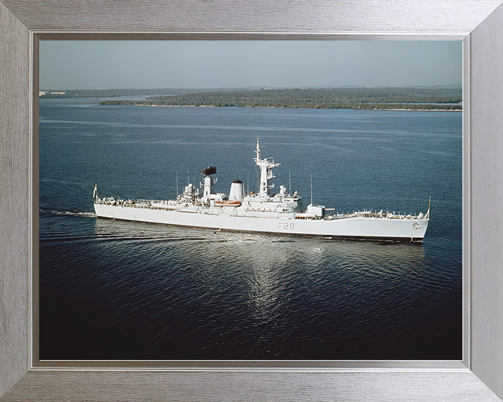 HMS Cleopatra (F28) Royal Navy Leander Class Frigate High Starboard Beam View Photo Print Wall Art Decor Posters, Prints, & Visual Artwork Hampshire Prints 10 x 8 Silver Frame No