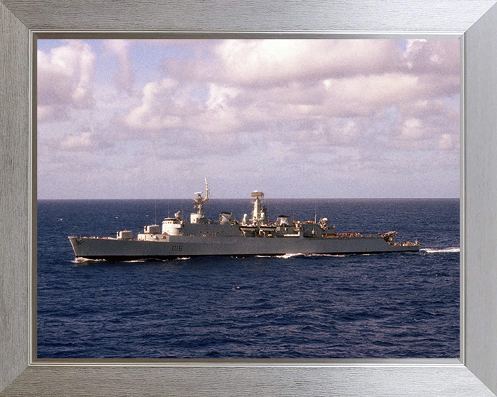 HMS London (D16) Photo Print - At Sea 1981 - Royal Navy County Class Destroyer Hampshire Prints 10 x 8 Silver Frame No