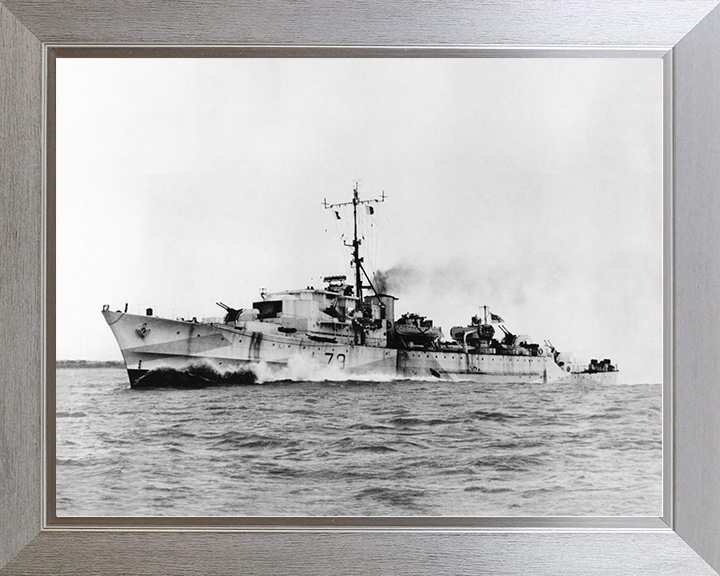 HMS Brissenden (L79) Royal Navy Hunt Class Destroyer Port Side View Photo Print Wall Art Decor Posters, Prints, & Visual Artwork Hampshire Prints 10 x 8 Silver Frame No
