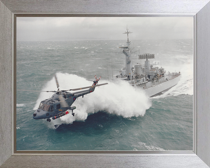 HMS Argonaut (F56) Royal Navy Leander Class Frigate In Rough Seas Photo Print Wall Art Decor Posters, Prints, & Visual Artwork Hampshire Prints 10 x 8 Silver Frame No