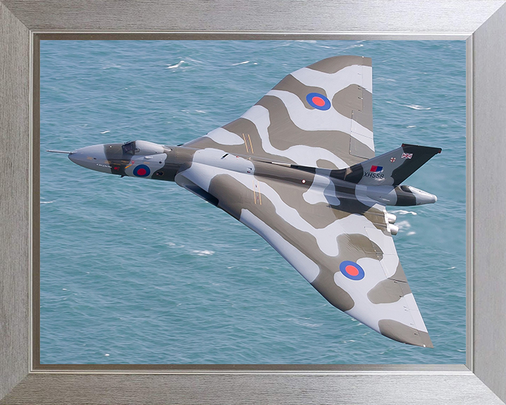 RAF Avro Vulcan Bomber in Flight Photo Print - Royal Air Force Aircraft Hampshire Prints 10 x 8 Silver Frame No