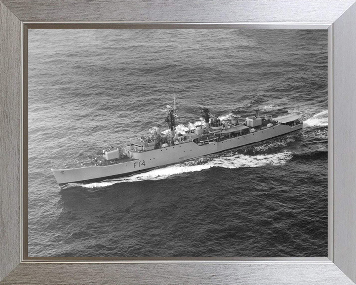 HMS Leopard (F14) Photo Print - Port Side View - Royal Navy Leopard Class Frigate Posters, Prints, & Visual Artwork Hampshire Prints 10 x 8 Silver Frame No