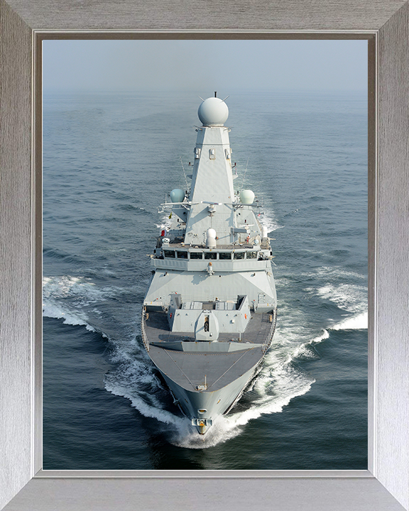 HMS Daring (D32) Royal Navy Type 45 Destroyer High Bow View Photo Print Wall Art Decor Posters, Prints, & Visual Artwork Hampshire Prints 10 x 8 Silver Frame No