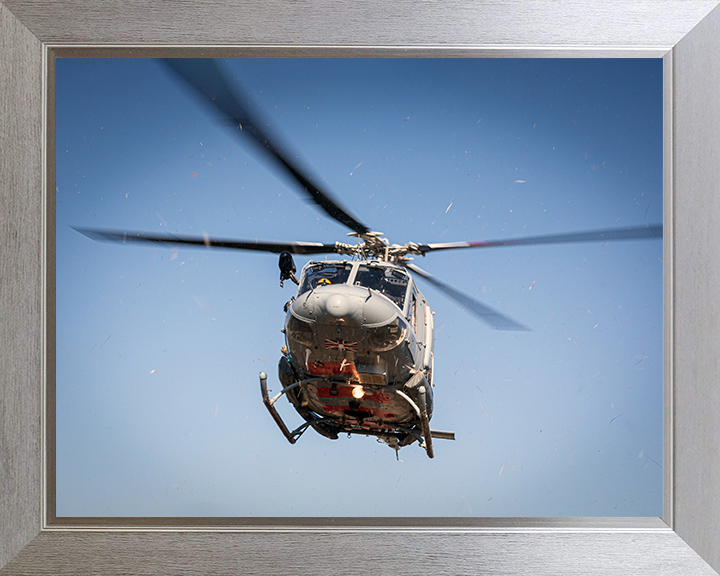 RAF Griffin HA2 Helicopter in flight Photo Print - Royal Air Force Aircraft Hampshire Prints 10 x 8 Silver Frame No