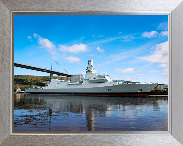 HMS Cardiff (F89) Royal Navy Type 26 Frigate Under Tow Starboard View Photo Print Wall Art Decor Posters, Prints, & Visual Artwork Hampshire Prints 10 x 8 Silver Frame No