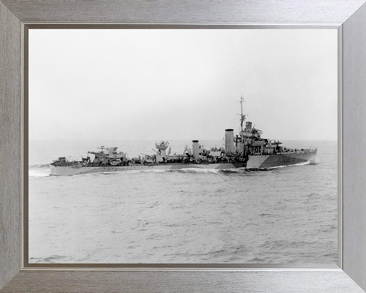 HMS Wolverine (D78) Photo Print - Underway - Royal Navy Modified W Class Destroyer Posters, Prints, & Visual Artwork Hampshire Prints 10 x 8 Silver Frame No