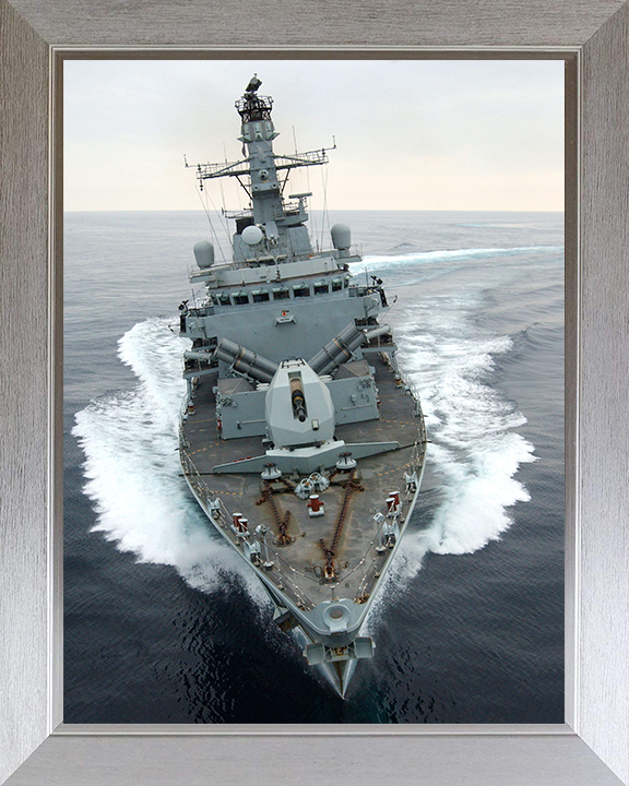 HMS Montrose (F236) Photo Print - Bow View 2005 - Royal Navy Type 23 Frigate Hampshire Prints 10 x 8 Silver Frame No