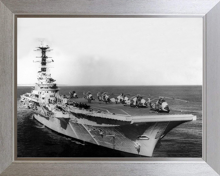 HMS Bulwark (R08) Royal Navy Centaur Class Fleet Carrier Starboard Bow View Photo Print Wall Art Decor Posters, Prints, & Visual Artwork Hampshire Prints 10 x 8 Silver Frame No