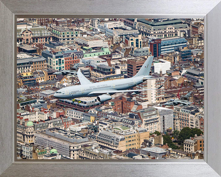 RAF Voyager and Tornado GR4’s over London Photo Print - Royal Air Force Aircraft Hampshire Prints 10 x 8 Silver Frame No