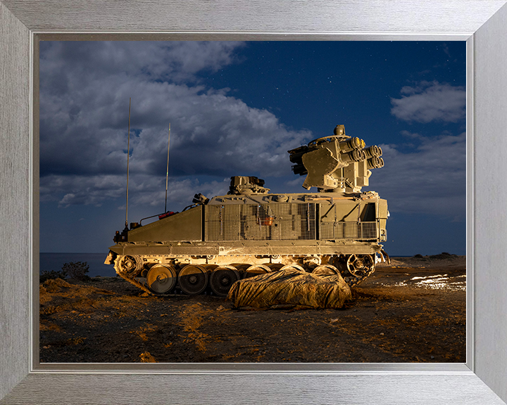 British Army Stormer combat vehicle Floodlit Photo Print Wall Art Military Poster Decor Posters, Prints, & Visual Artwork Hampshire Prints 10 x 8 Silver Frame No