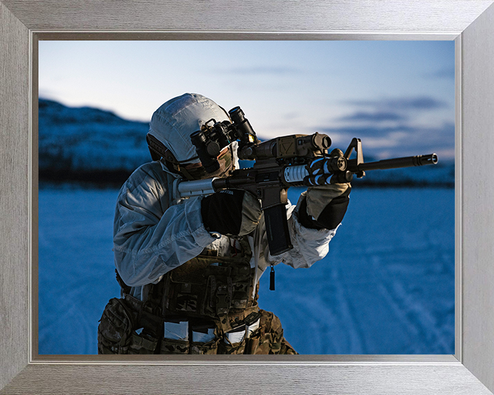 Royal Marine Commando in Snow Parka Photo Print Hampshire Prints 10 x 8 Silver Frame No