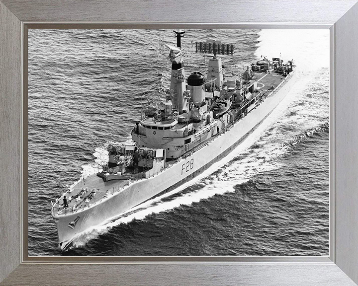 HMS Cleopatra (F28) Royal Navy Leander Class Frigate High Port Bow View Photo Print Wall Art Decor Posters, Prints, & Visual Artwork Hampshire Prints 10 x 8 Silver Frame No