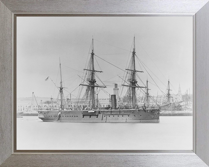 HMS Iron Duke (1870) Photo Print - At Anchor - Royal Navy Audacious Class Ironclad Posters, Prints, & Visual Artwork Hampshire Prints 10 x 8 Silver Frame No