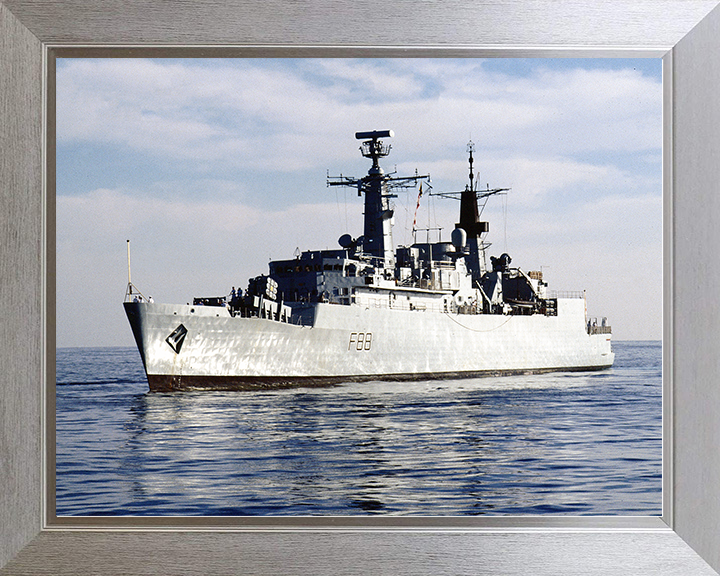HMS Broadsword (F88) Royal Navy Type 22 Frigate Calm Sea Port Side View Photo Print Wall Art Decor Posters, Prints, & Visual Artwork Hampshire Prints 10 x 8 Silver Frame No