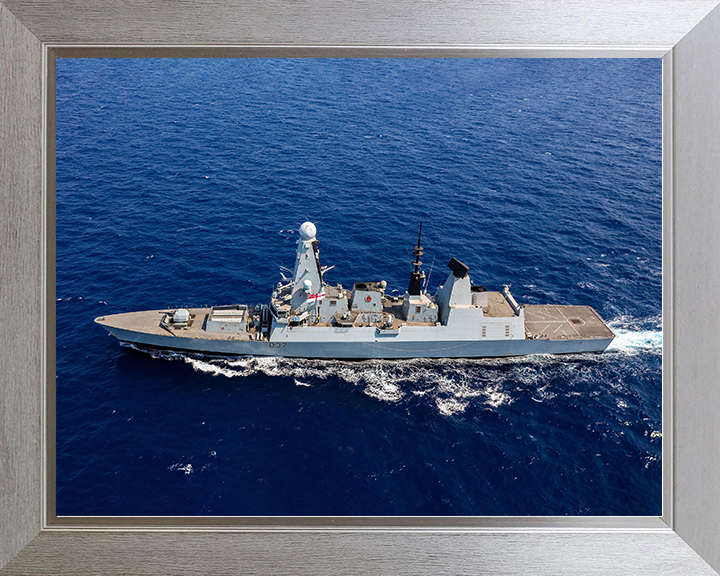 HMS Duncan (D37) Royal Navy Type 45 Destroyer Underway From Above Photo Print Wall Art Decor Posters, Prints, & Visual Artwork Hampshire Prints 10 x 8 Silver Frame No