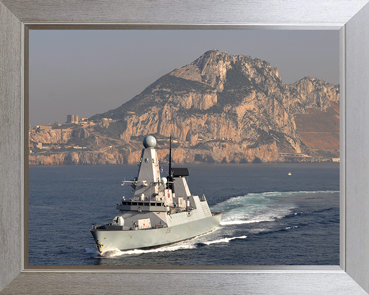 HMS Defender (D36) Photo Print - Off Gibraltar 2014 - Royal Navy Type 45 Destroyer Posters, Prints, & Visual Artwork Hampshire Prints 10 x 8 Silver Frame No