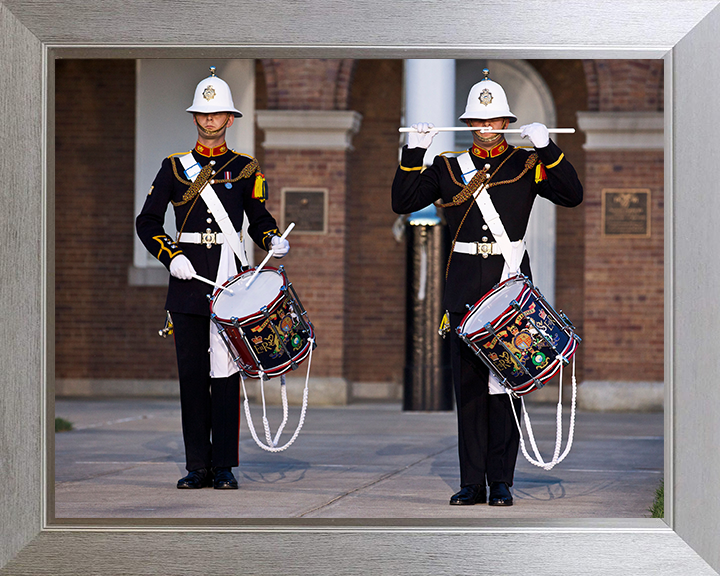 Royal Marines Band Service Drummers Photo Print Hampshire Prints 10 x 8 Silver Frame No