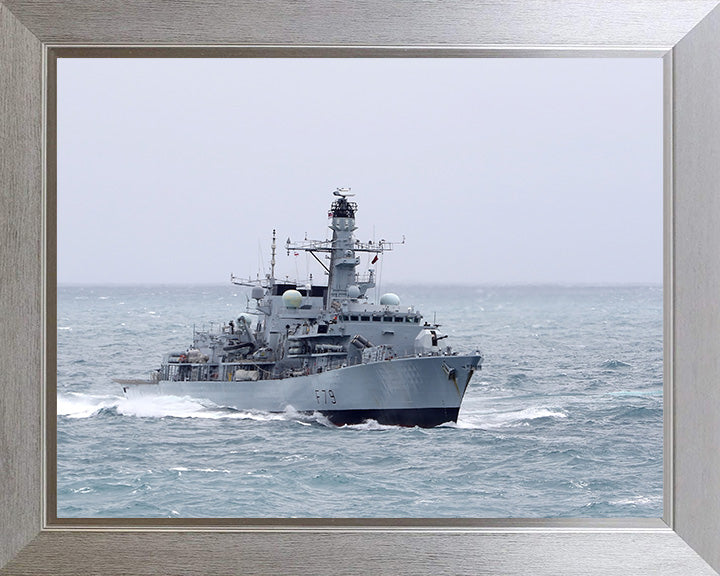 HMS Portland (F79) Photo Print - At Sea - Royal Navy Type 23 Frigate Hampshire Prints 10 x 8 Silver Frame No