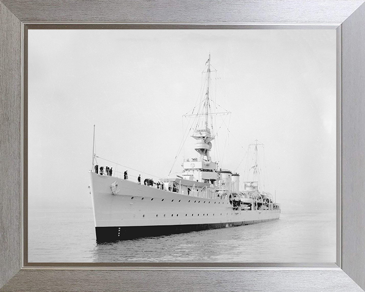 HMS Despatch (D30) Photo Print - Port Bow View - Royal Navy Danae Class Cruiser Hampshire Prints 10 x 8 Silver Frame No