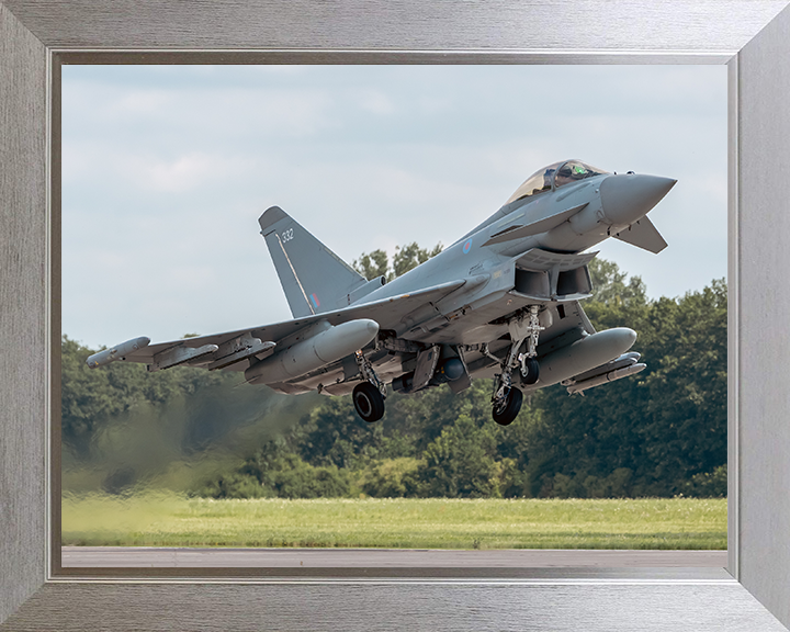 RAF Typhoon FGR4 Taking off 2025 Photo Print - Royal Air Force Aircraft Hampshire Prints 10 x 8 Silver Frame No