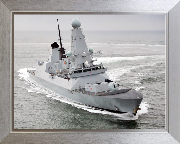 HMS Diamond (D34) Royal Navy Type 45 Destroyer Underway 2011 Photo Print Wall Art Decor Posters, Prints, & Visual Artwork Hampshire Prints 10 x 8 Silver Frame No