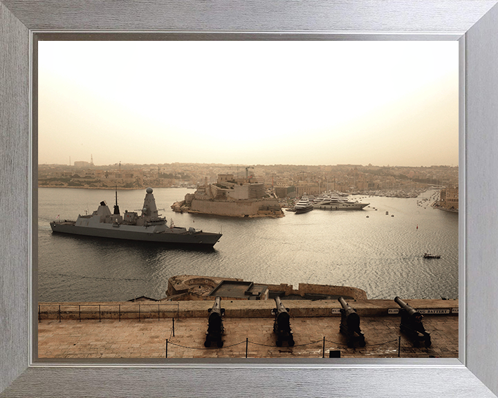 HMS Defender (D36) Photo Print - Enters Valletta 2014 - Royal Navy Type 45 Destroyer Posters, Prints, & Visual Artwork Hampshire Prints 10 x 8 Silver Frame No