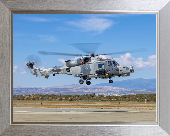 Royal Navy Wildcat helicopter RAF Akrotiri Takeoff Photo Print Wall Art Naval Aircraft Decor Posters, Prints, & Visual Artwork Hampshire Prints 10 x 8 Silver Frame No