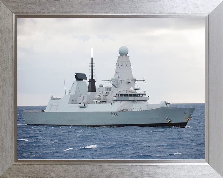 HMS Dauntless (D33) Royal Navy Type 45 Destroyer Starboard Beam View Photo Print Wall Art Decor Posters, Prints, & Visual Artwork Hampshire Prints 10 x 8 Silver Frame No