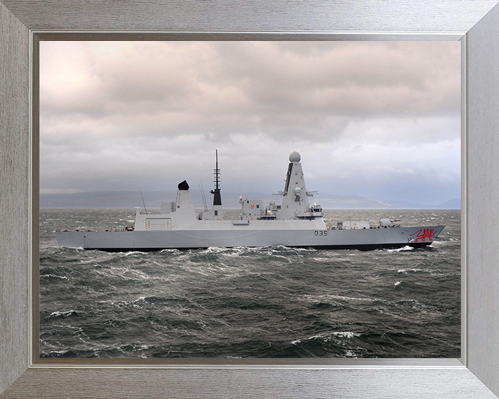 HMS Dragon (D35) Photo Print - During Sea Trials - Royal Navy Type 45 Destroyer Hampshire Prints 10 x 8 Silver Frame No