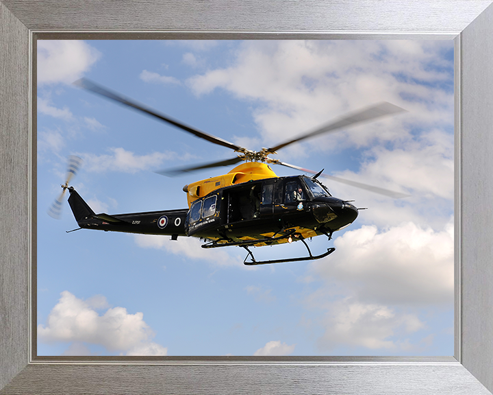 Army Air Corp Griffin Helicopter in Flight Photo Print - British Army Hampshire Prints 10 x 8 Silver Frame No