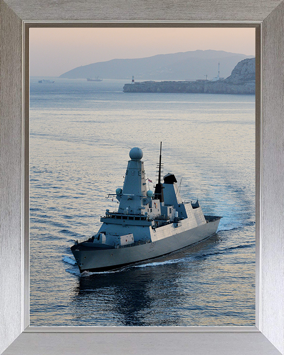 HMS Dauntless (D33) Royal Navy Type 45 Destroyer Turns Portrait Photo Print Wall Art Decor Posters, Prints, & Visual Artwork Hampshire Prints 10 x 8 Silver Frame No