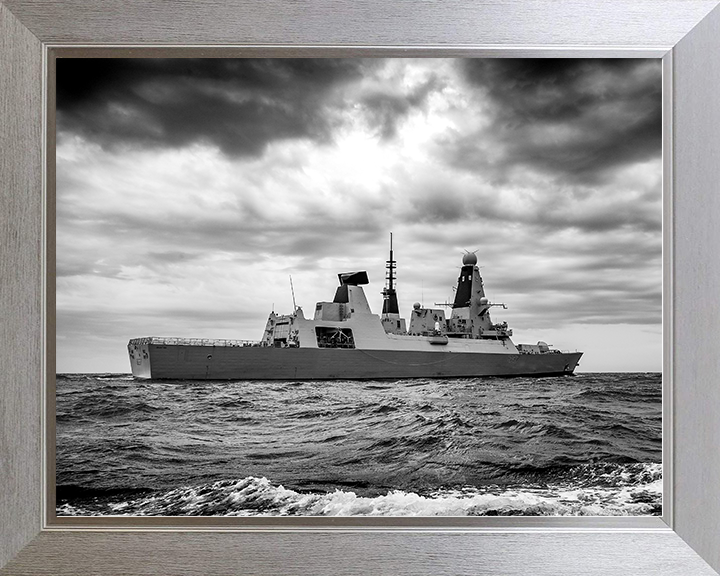 HMS Duncan (D37) Royal Navy Type 45 Destroyer Black and White Photo Print Wall Art Decor UK Posters, Prints, & Visual Artwork Hampshire Prints 10 x 8 Silver Frame No