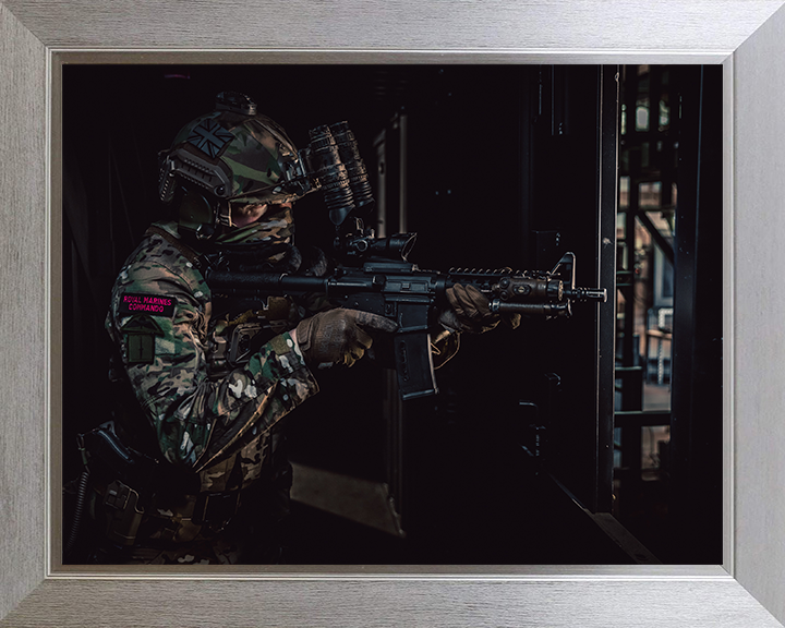 Royal Marines Commando Portrait Photo Print Hampshire Prints 10 x 8 Silver Frame No