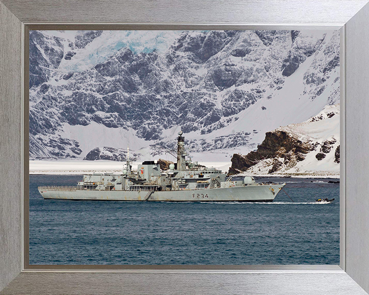 HMS Iron Duke (F234) Photo Print - off Antarctica 2014 - Royal Navy Type 23 Frigate Hampshire Prints 10 x 8 Silver Frame No