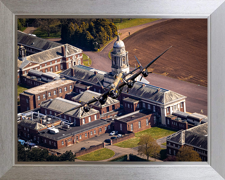 RAF Avro Lancaster over RAF College Cranwell Photo Print - Royal Air Force Aircraft Hampshire Prints 10 x 8 Silver Frame No