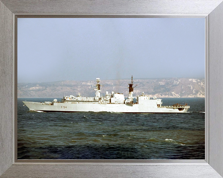 HMS Brave (F94) Royal Navy Type 22 Frigate Port Beam View Photo Print Wall Art Decor Posters, Prints, & Visual Artwork Hampshire Prints 10 x 8 Silver Frame No