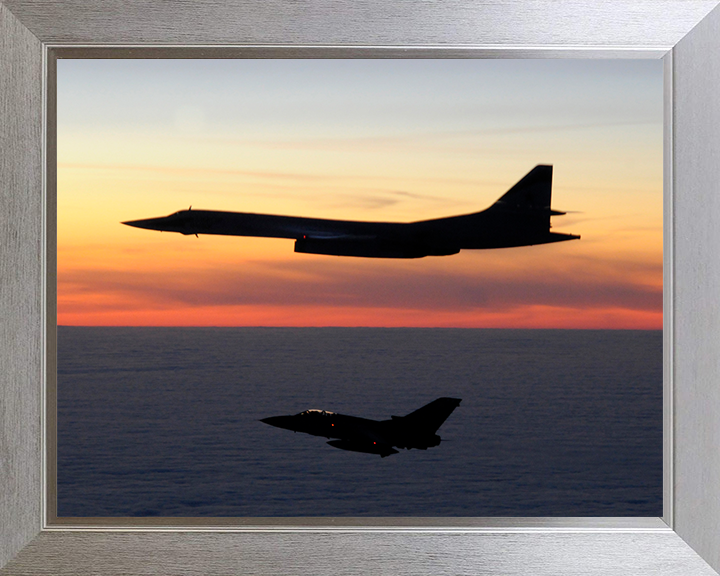 RAF Tornado F3 escorts a Russian TU-160 Blackjack aircraft Photo Print - Royal Air Force Aircraft Posters, Prints, & Visual Artwork Hampshire Prints 10 x 8 Silver Frame No
