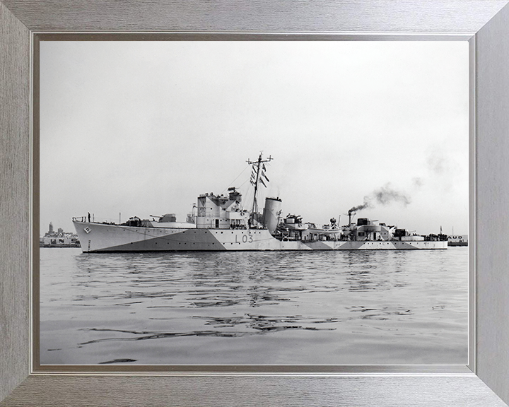HMS Badsworth (L03) Royal Navy Hunt Class Destroyer Port Side View Photo Print Wall Art Decor Posters, Prints, & Visual Artwork Hampshire Prints 10 x 8 Silver Frame No