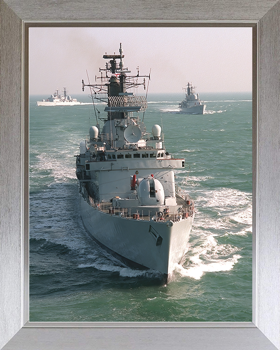 HMS Cardiff (D108) Royal Navy Type 42 Destroyer High Bow View Photo Print Wall Art Decor Posters, Prints, & Visual Artwork Hampshire Prints 10 x 8 Silver Frame No