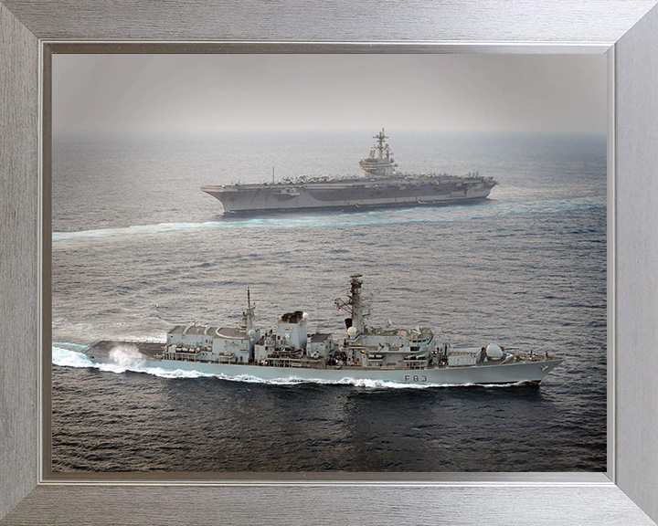 HMS St Albans (F83) Photo Print - With USS George W Bush - Royal Navy Type 23 Frigate Hampshire Prints 10 x 8 Silver Frame No