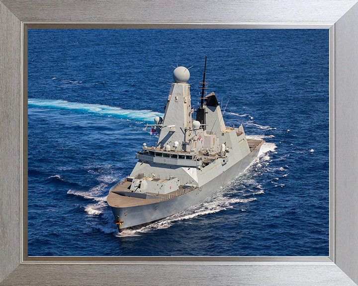 HMS Diamond (D34) Royal Navy Type 45 Destroyer Turning to Starboard Photo Print Wall Art Decor Posters, Prints, & Visual Artwork Hampshire Prints 10 x 8 Silver Frame No