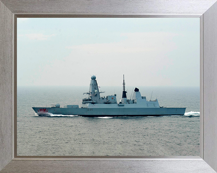 HMS Dragon (D35) Photo Print - At Sea 2018 - Royal Navy Type 45 Destroyer Hampshire Prints 10 x 8 Silver Frame No