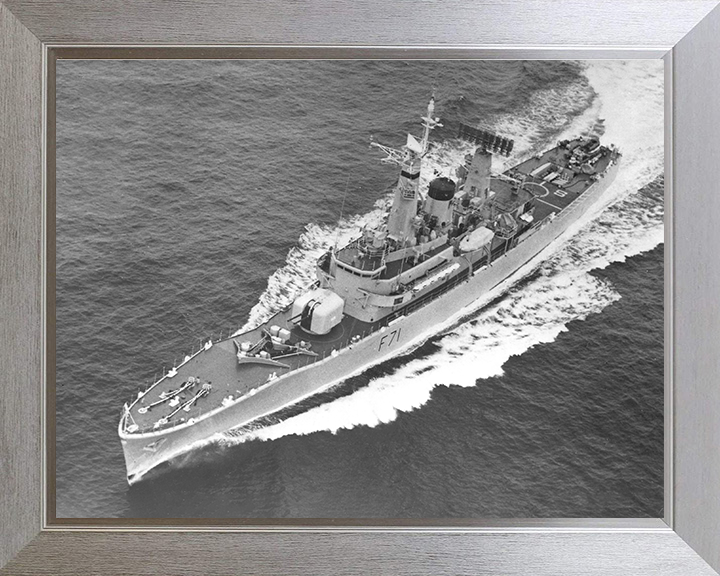 HMS Scylla (F71) Photo Print - From Above - Royal Navy Leander Class Frigate Posters, Prints, & Visual Artwork Hampshire Prints 10 x 8 Silver Frame No