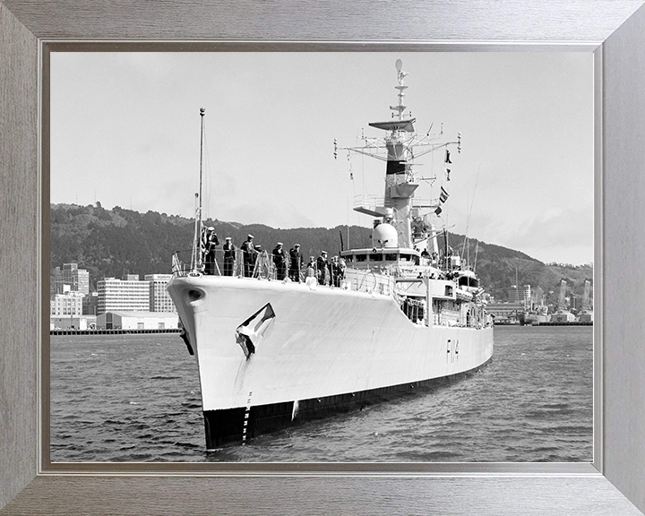 HMS Ajax (F114) Royal Navy Leander Class Frigate Photo Print Port Bow View Warship Wall Art Posters, Prints, & Visual Artwork Hampshire Prints 10 x 8 Silver Frame No
