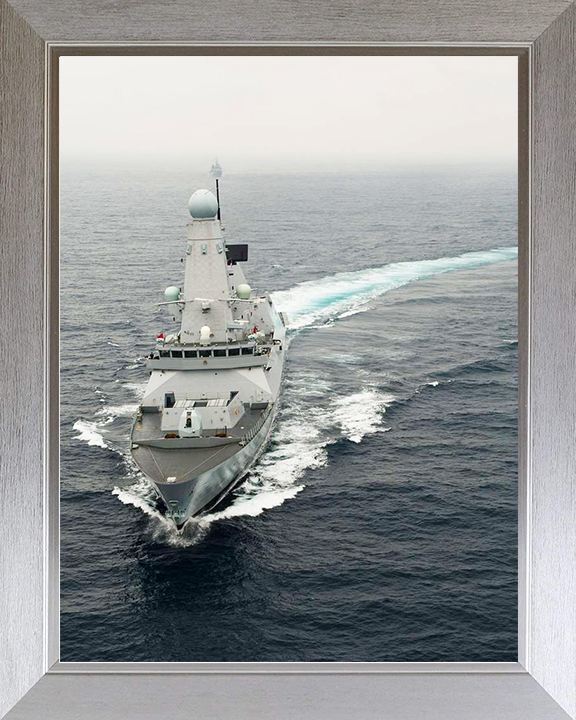 HMS Dauntless (D33) Royal Navy Type 45 Destroyer Turns To Port Portrait Photo Print Wall Art Decor Posters, Prints, & Visual Artwork Hampshire Prints 10 x 8 Silver Frame No
